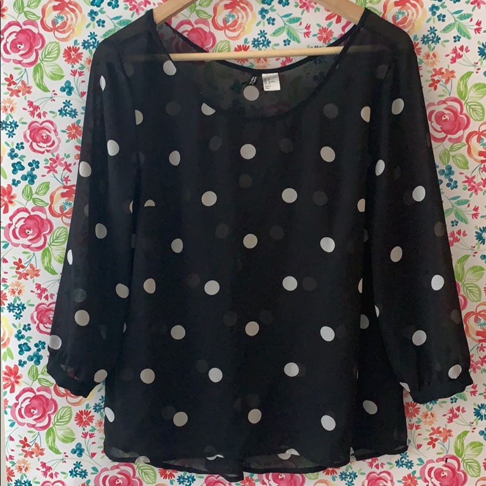 - H&M sheer/ see through polka dot top| size 8